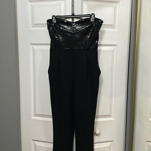 Black Sparkly Strapless Jumpsuit
